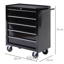 Steel 5-Drawer Tool Storage Cabinet Lockable with Wheels Handle Garage