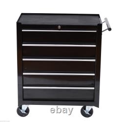 Steel 5-Drawer Tool Storage Cabinet Lockable with Wheels Handle Garage