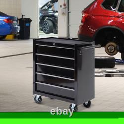 Steel 5-Drawer Tool Storage Cabinet Lockable with Wheels Handle Garage