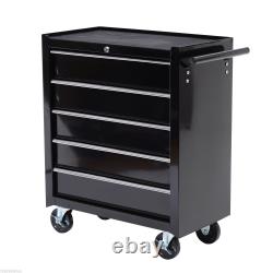 Steel 5-Drawer Tool Storage Cabinet Lockable with Wheels Handle Garage