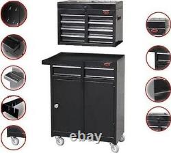 Tool Box Chest Lockable Storage Trolley Cabinet Garage Mechanic 4 Drawer Black