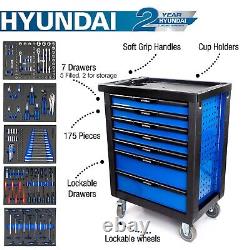 Tool Box WITH 175 TOOLS, Rolling Tool Cabinet, Hyundai Tool Chest with tools