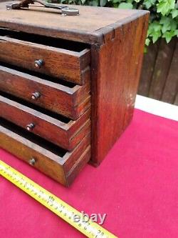 Vintage Engineers 4 Drawer Wooden Tool Chest Good Condition For Age Dated 1939