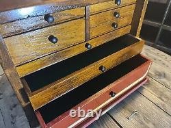 Vintage Wooden Collector Engineers Tool Makers Box Chest Cabinet Drawers Emir