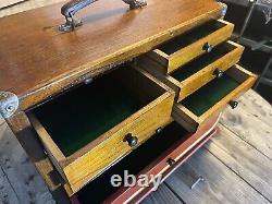 Vintage Wooden Collector Engineers Tool Makers Box Chest Cabinet Drawers Emir