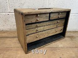 Vintage Wooden Engineers Tool Chest Box
