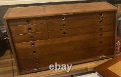 Vintage pattern toolmakers 9 draw tool chest complete with tools