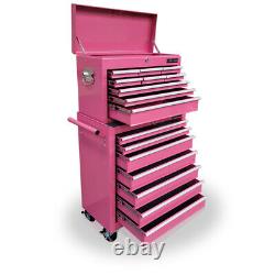 445 Boîte à outils à roulettes en acier avec 16 tiroirs rose Us Pro Tools