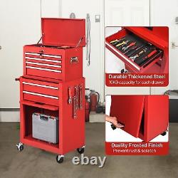 6 Tiroirs Rolling Tool Chest Armoire de rangement d'outils de haute capacité avec 4 crochets