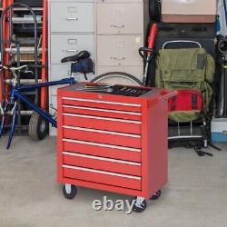 Armoire à outils à rouleaux DURHAND avec boîte de rangement à 7 tiroirs pour garage et atelier, rouge