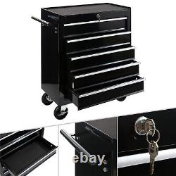 Armoire à outils à roulettes AREBOS avec 5 tiroirs, coffre à outils, chariot noir