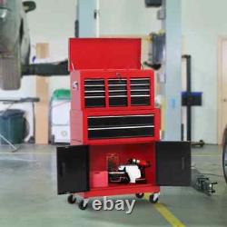 Armoire à outils en métal sur roues avec 6 tiroirs, adaptée au garage/usine, en rouge.