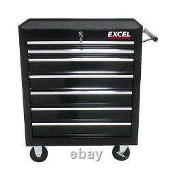 Armoire de rangement à outils à 7 tiroirs Excel avec roulettes noires