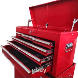Armoire de rangement de grande capacité, couleur rouge, avec 8 tiroirs, boîte à outils à roulettes.