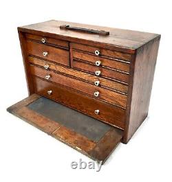 Boîte À Outils Antique Wooden Oak Engineers / Boîte À Outils / Poitrine D'armoire Par Neslein