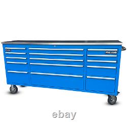 Boîte à outils à tiroirs en acier inoxydable bleu CRYTEC Pro Cab 72 pouces - VENTE