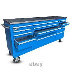 Boîte à outils à tiroirs en acier inoxydable bleu CRYTEC Pro Cab 72 pouces - VENTE