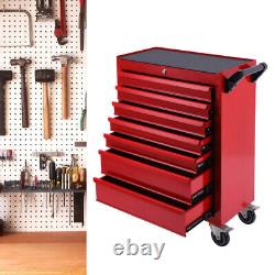 Boîte à outils avec 7 tiroirs, armoire à roulettes verrouillable, boîte à roulettes à roulements à billes