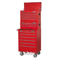 Boîte à outils - coffre supérieur, boîte intermédiaire et chariot à roulettes - 14 tiroirs empilés rouge Sealey AP22STACK