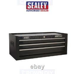 Boîte à outils empilable noire Sealey Black Mid Box 3 tiroirs AP223B 670 x 315 x 255mm