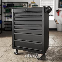 Boîte à outils en acier à roulement avec 7 tiroirs - Coffre à outils et armoire sur roues pour atelier de garage.