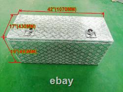 Boîte à outils en aluminium avec plateau à damier pour le stockage de camions de ramassage, de remorques, de fourgons et de camions de 42 tonnes.