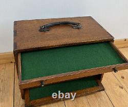 Boîte à outils en bois vintage pour collectionneurs d'ingénieurs et de fabricants d'outils avec 5 tiroirs