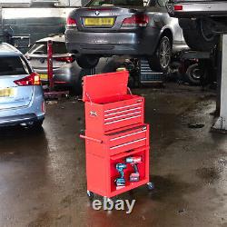 Boîte à outils grande armoire supérieure et coffre roulant avec glissières à billes rouges