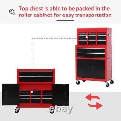 Boîte à outils portable rouge HOMCOM pour garage, armoire de rangement pour coffre supérieur