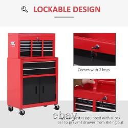 Boîte à outils portable rouge HOMCOM pour garage, armoire de rangement pour coffre supérieur