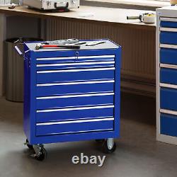Boîte à outils sur chariot d'ateliers avec tiroirs de rangement à roulettes - Coffre à 7 tiroirs
