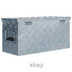 Boîte de rangement en aluminium argent verrouillable pour remorque, boîte à outils, organiseur de coffre.