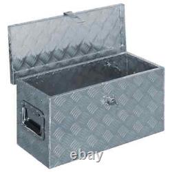 Boîte de rangement en aluminium argent verrouillable pour remorque, boîte à outils, organiseur de coffre.