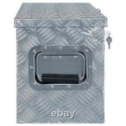 Boîte de rangement en aluminium argenté verrouillable pour remorque, caisse à outils, organisateur de coffre
