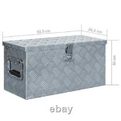 Boîte de rangement en aluminium argenté verrouillable pour remorque, caisse à outils, organisateur de coffre