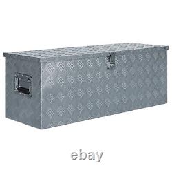 Boîte en aluminium pour l'organisation d'outils, coffre de rangement, boîtes de transport, remorque de stockage, argenté.