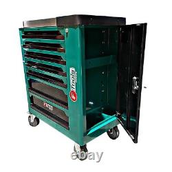 Chariot-cabinet à 7 tiroirs avec outils, coffre de rangement en acier pour atelier, boîte à outils de transport.
