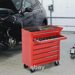 Chariot de mécanicien avec 7 tiroirs de rangement pour outils dans un atelier de garage