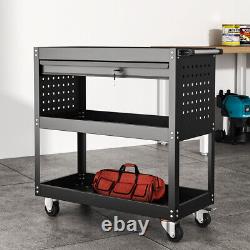 Chariot de rangement d'outils à 3 niveaux avec tiroir et clé, boîte à outils portable pour garage