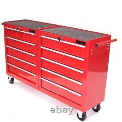 Chariot de stockage d'atelier XL avec 10 tiroirs, armoire à outils, chariot de service, coffre à outils