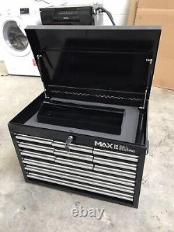 Coffre à outils Hilka professionnel à 12 tiroirs en métal noir pour le rangement des outils de garage