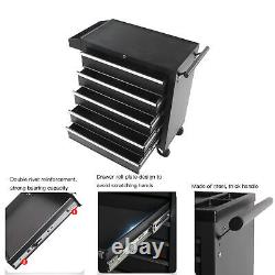 Coffre à outils à 5 tiroirs Chariot de rangement d'armoire de tiroirs Boîte à outils de garage noire UK