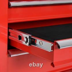 Coffre à outils robuste avec tiroirs, compartiments, verrouillable, rouge, portable
