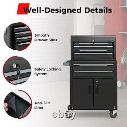 Coffre à outils roulant à 6 tiroirs Costway 2-en-1 Armoire de rangement d'outils robuste