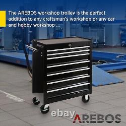 Coffret à outils à roulettes AREBOS avec 7 tiroirs de rangement, coffre à outils, chariot