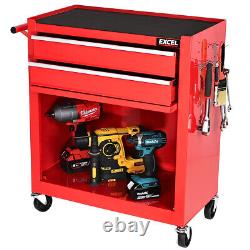 Coffret à outils à tiroirs Excel Roller Tool Chest Cabinet 8 tiroirs Stockage Boîte à outils Mécaniciens Rouge