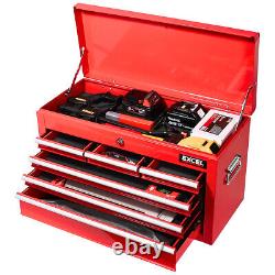 Coffret à outils à tiroirs Excel Roller Tool Chest Cabinet 8 tiroirs Stockage Boîte à outils Mécaniciens Rouge