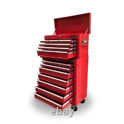 Coffret à roulettes pour outils en acier avec 13 tiroirs, finition rouge brillant - US Pro Tools