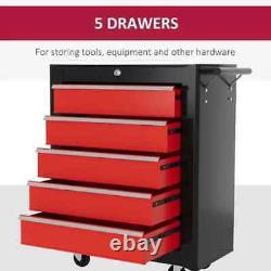 Coffret de rangement d'outils en métal avec 5 tiroirs, roues portables pour garage ou remise