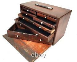Coffret de rangement en bois antique pour outils d'ingénieurs